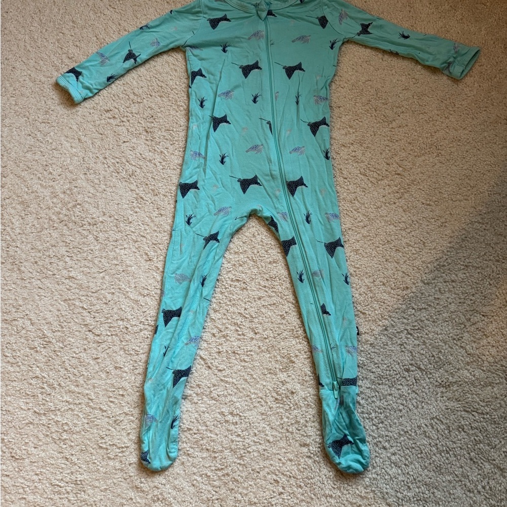 Kyte BABY Blue Footed One Piece with Ocean Animal Print